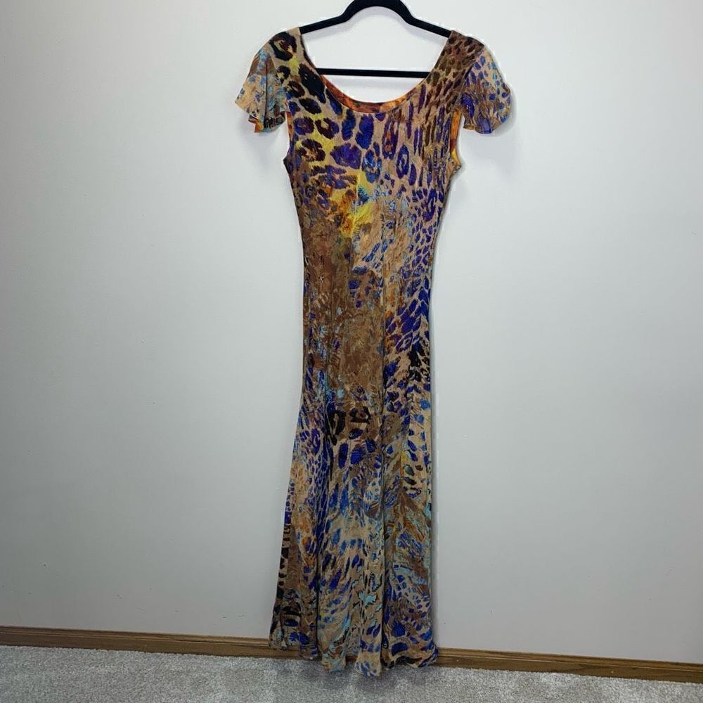 Size 8 Midnight Velvet Animal Botanical Kenzie Reversible Floral Dress (c1) - Picture 7 of 16